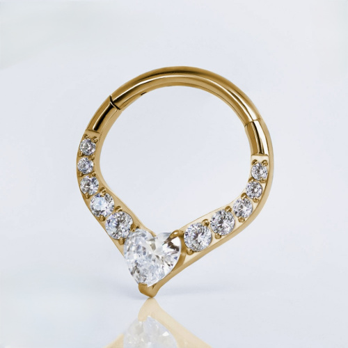 Кольцо-кликер Heart Drop Gold 1.2 мм (16G)